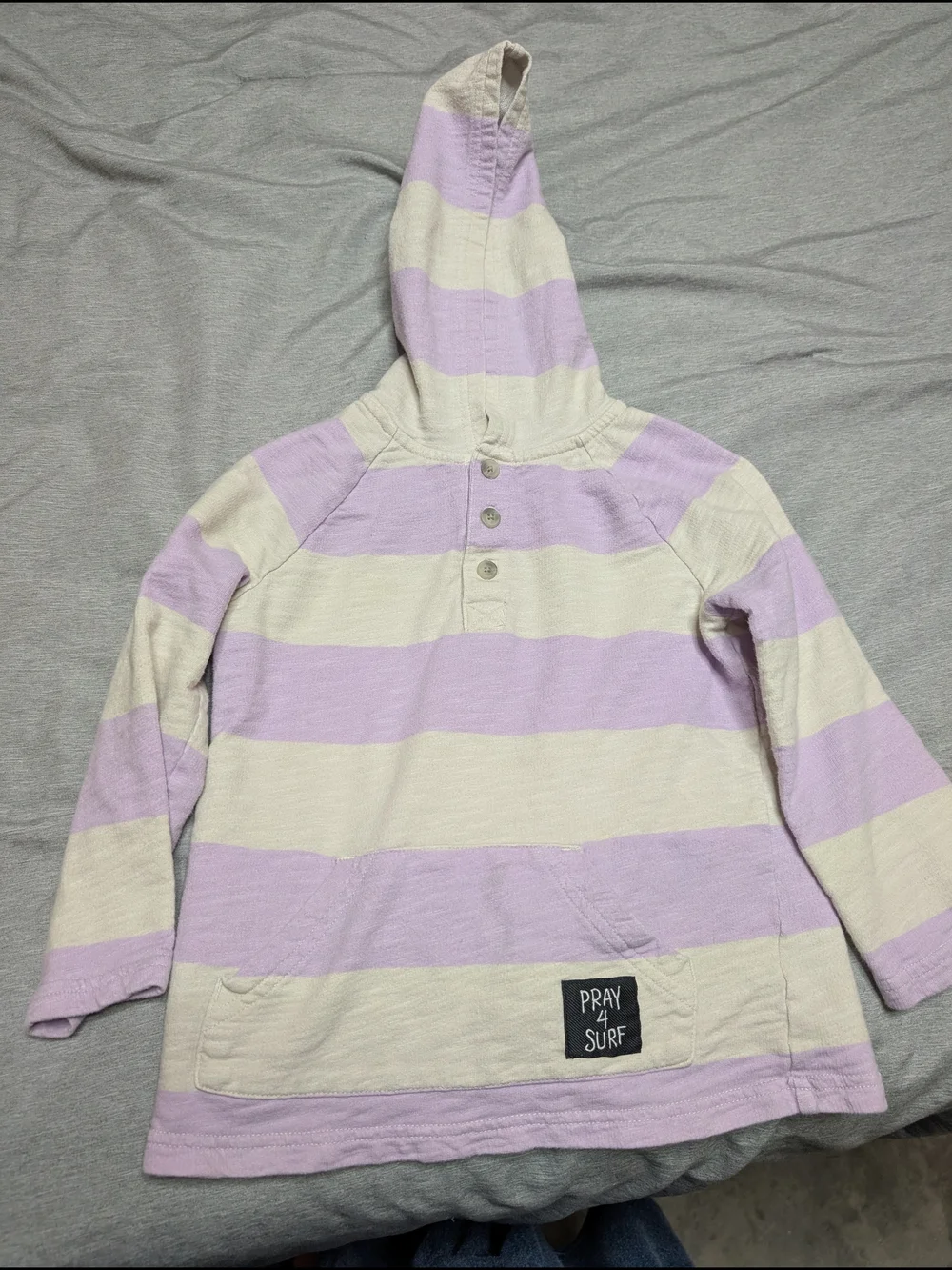 Gymboree Lavender & Cream Striped Hooded Pullover Size XS (4)